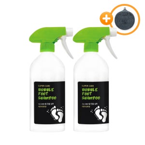 슈퍼케어 버블 풋삼푸 레몬민트향 500ml 2개 + 풋브러쉬 1개 발냄새 제거