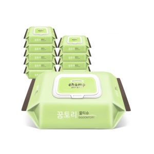 꿈토리 뉴가득찬 챔프 엠보싱 캡형 물티슈 100매10팩 55gsm