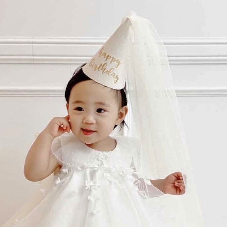 말리쉬베베 린넨 파티햇 아기 요정 베일 고깔모자