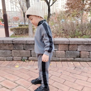 밍크트랙라인세트 유아동 키즈 남아 여아 아기 상하복 겨울 트레이닝복 기모 라운드 추리닝