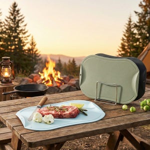 도블레 프리미어 칼집 안나는 캠핑 도마(대) 2종 세트+스텐도마거치대