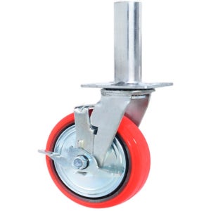 15cm 아시바 우레탄 바퀴폭 40mm 바퀴 캐스터 회전브레이크 건축장비 작업대 파렛트 방직공장 끼우는