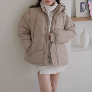 하이넥 오버핏 러블리 웰론 숏패딩 여자 4컬러 3단사이즈