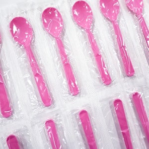 일회용 아이스크림 스푼 12cm 개별포장 핑크 500개