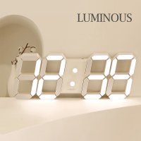 루미너스 크림화이트 LED 벽시계 디지털 전자 벽걸이 거실무소음 인테리어 집들이선물 시계