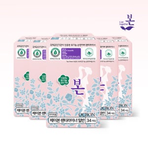 [유기농본] 100%유기농 순면커버생리대 울트라 슬림 팬티라이너 34개입 x 5팩