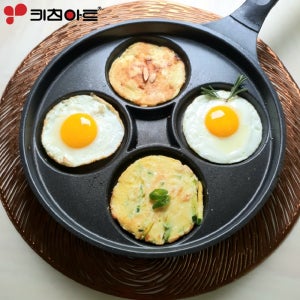 국내산 키친아트 인덕션 에그팬 계란 후라이팬 브런치팬 4구 26cm