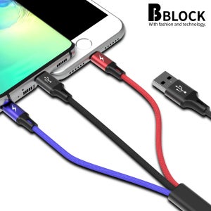 비블럭 1+1 3in1 고속 충전 멀티 케이블 0.5m C타입 8핀 5핀 갤럭시 아이폰