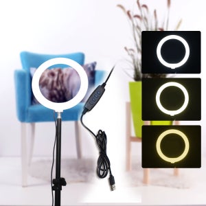 8인치 유튜브 개인 1인방송 LED 링라이트 원형 조명 3단스탠드포함