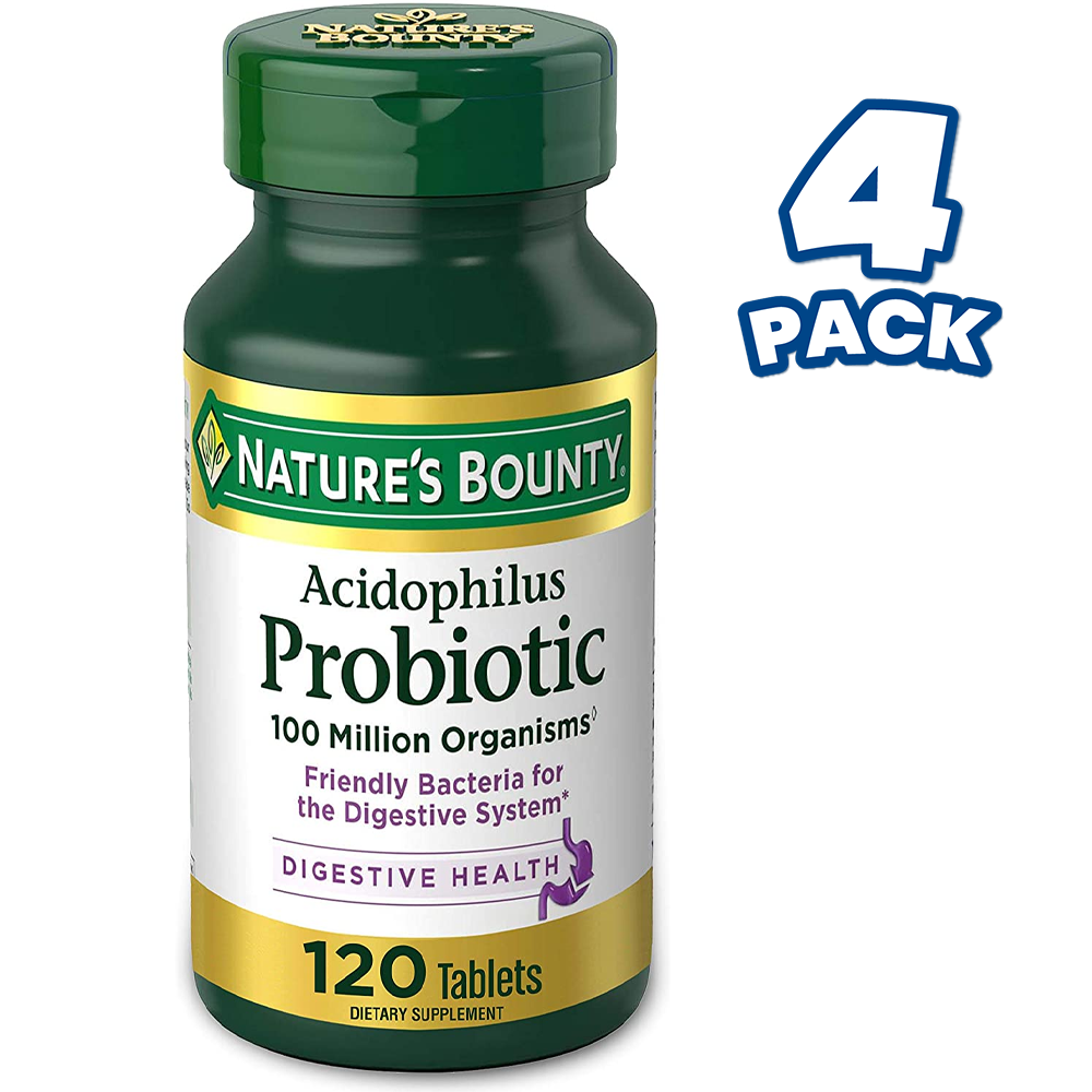 4개 네이쳐스바운티 <b>애시도필러스 프로바이오틱</b> 장 유산균 1억 120정