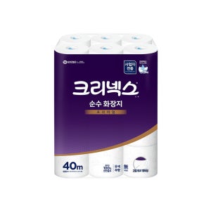 크리넥스 순수 2겹 두루마리 화장지 40m 24롤 1팩