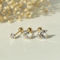 14k 하트 피어싱 귀걸이 0.8mm 얇은피어싱 바길이 6mm바