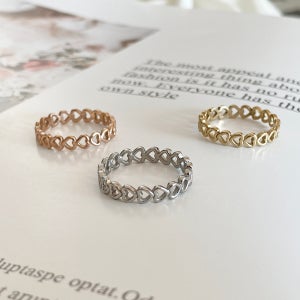미니 하트라인 반지 3color 써지컬스틸 실버 골드 로즈골드
