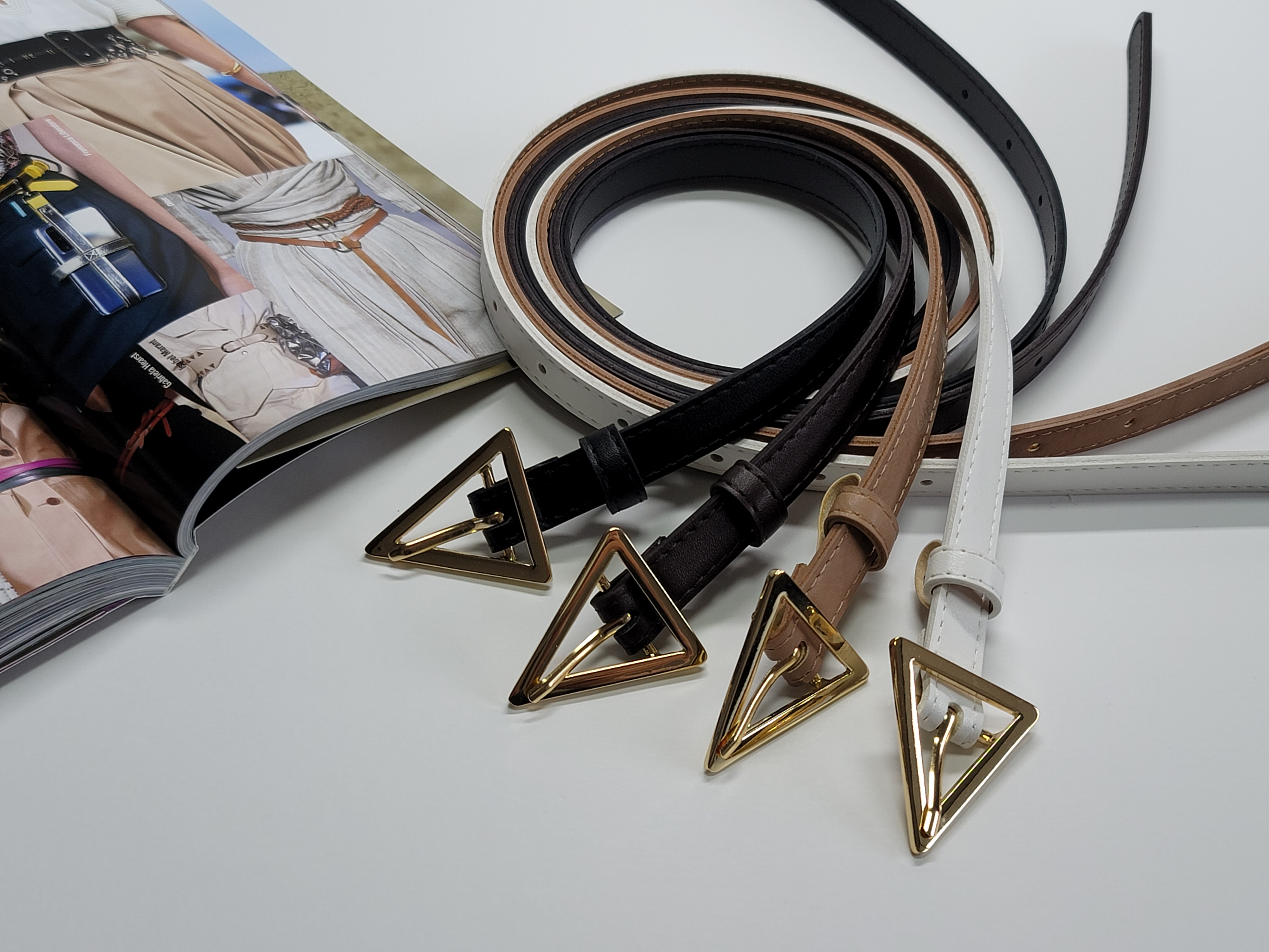 삼각형 버클 여성벨트 슬림(14mm)