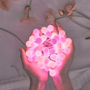 뉴욕 감성 크리스마스조명 LED 앵두전구 30구 3M 베이비핑크 방수형 캠핑조명