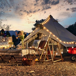 헬로닷 북유럽풍 감성 캠핑전구 LED 큰소켓 알전구 30구 6M 바닐라화이트 배터리+USB 겸용타입