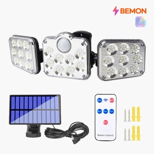 138 LED 3방향 태양광 충전 센서등 자동감지 정원등 각도조절 벽등