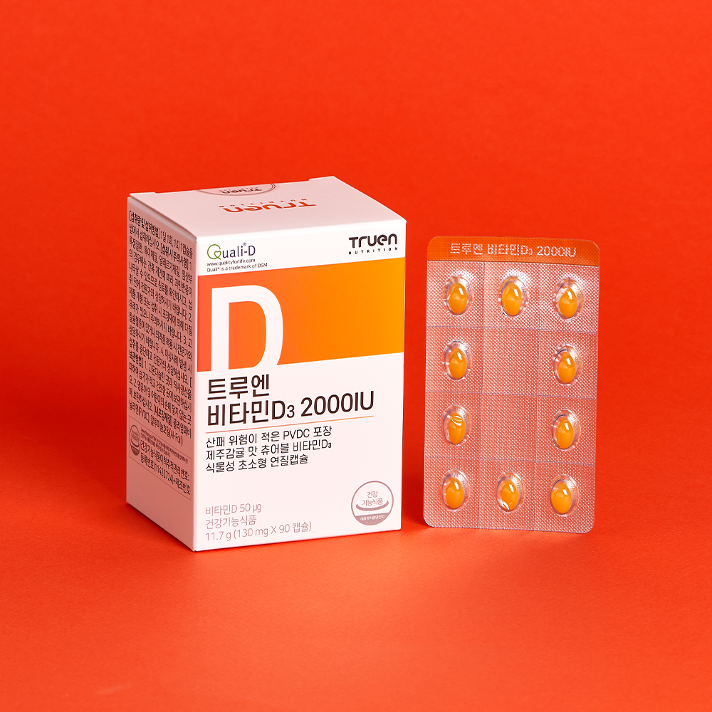 <b>트루엔 비타민D</b>3 2000IU 츄어블 임산부 청소년 성인 90캡슐, 1개