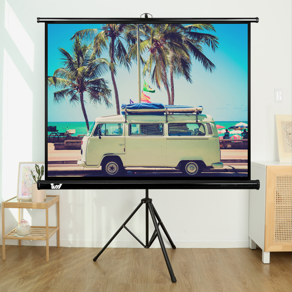 빔프로젝터스크린 빔스크린 4:3 유압식 휴대용 가정용 이동식 캠핑스크린 스탠드 무타공 152.4cm(60인치), 1개