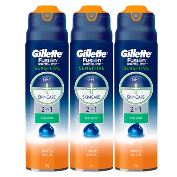 질레트 퓨전프로글라이드 센서티브 면도젤 3개 Gillette 대용량 면도크림 쉐이빙폼