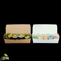 일회용 김밥도시락 (김밥한줄 백색 크라프트) 종이도시락 포장용기 1box-400/800매