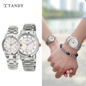 [TANDY] 탠디 시그니쳐 럭셔리 커플 메탈 손목시계(오스트리아 스톤 식입) T-3914 로즈골드 남여세트