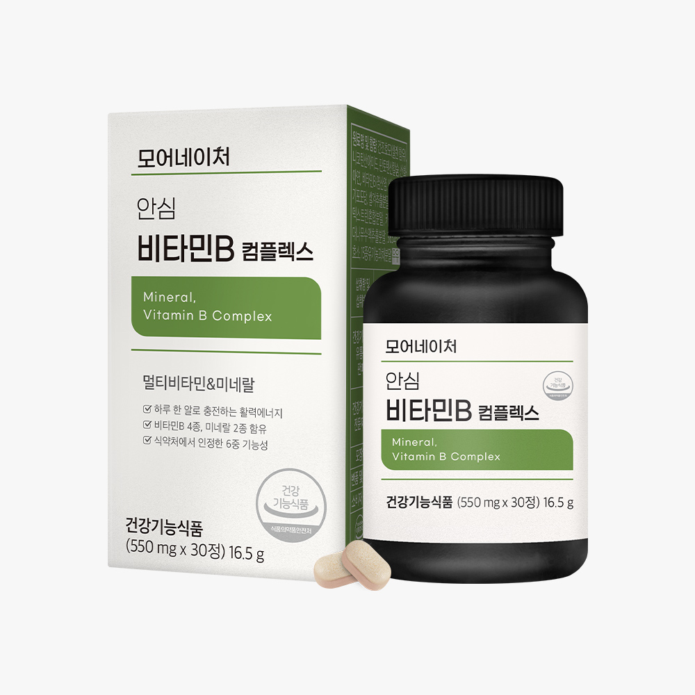 모어네이처 <b>비타민</b>B 컴플렉스 B군 B12 판토텐산 나이아신 고함량 고농축 30캡슐, 1개