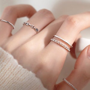 925실버 은반지 레이어드 무알러지 오픈링