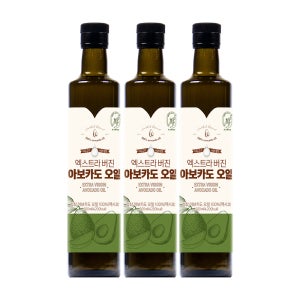 아보카도오일 냉압착 엑스트라버진 아보카도유 비정제 1500ml (500ml X 3병)