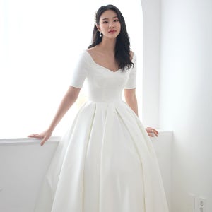 진주새틴 셀프웨딩드레스(S-L코르셋) 본식 스몰웨딩 스냅촬영 클래식 실크드레스