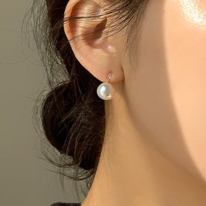 [무배] 실버925 로즈골드 써클 링 스왈 진주 드롭 귀걸이