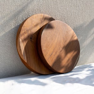 나무 도마 감성 캠핑 원목 플레이팅도마 티크나무 야외 조리도구 천연