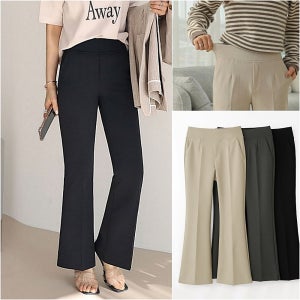 하이웨스트 부츠컷 밴딩 슬랙스 편한 여자슬랙스 빅사이즈 나팔바지 키작녀 쿨 여름 그레이