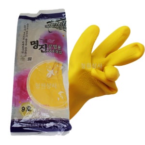 명진 공업용 보호장갑(9호) 1개 천연고무장갑 설거지 아파트 건물 학교 특수 남자 작업용