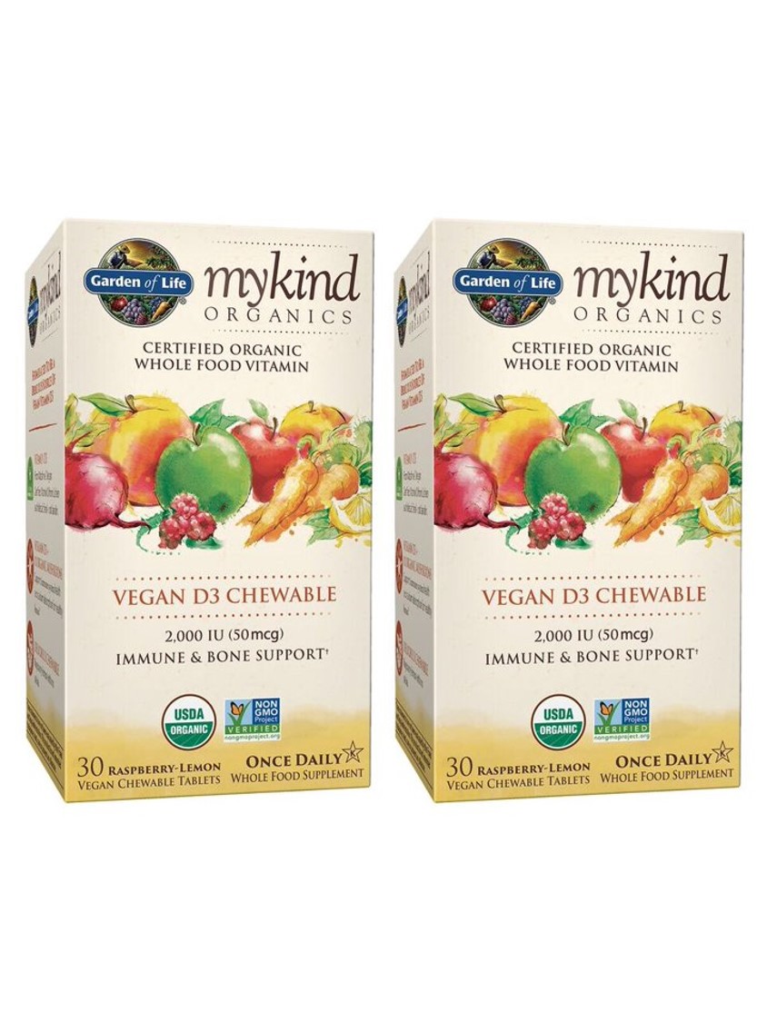 마이카인드 오가닉 <b>비타민 D</b>3 2000 IU <b>츄어블 타블렛</b> 30정 x 2팩