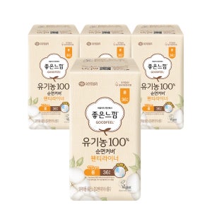[라이너] 좋은느낌 유기농 순면커버 팬티라이너 롱 36매 X 4팩