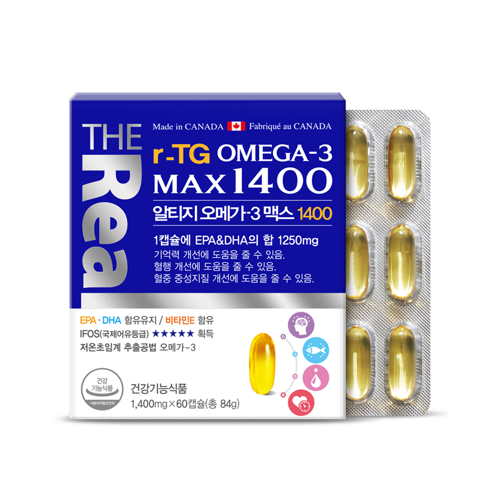 <b>더리얼</b> 저온초임계 알티지 오메가3 맥스 1400 (60캡슐/2개월분)
