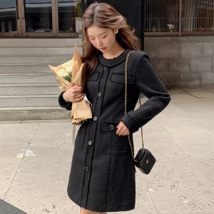 [자체제작] (MADE) 르블랑 트위드 블랙 원피스 결혼식 하객룩 op10314