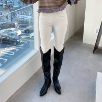 [리코리타ufeff]더블 아이보리/블랙 기모 스키니 Ivory thermal skinny pants