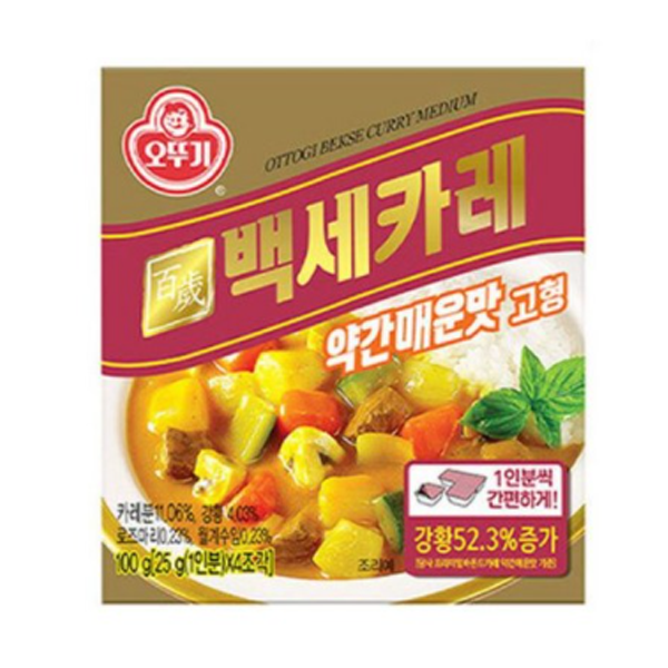 오뚜기 백세카레 고형 약간매운맛, 100g, 1개
