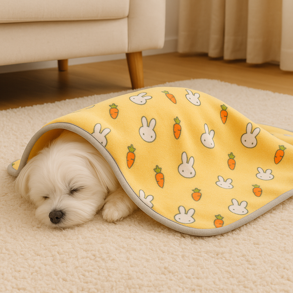 강아지 고양이 이불 담요 극세사 마약 대형 겨울 쿠션 켄넬 방석 옐로우토끼 S (킁킁펫)