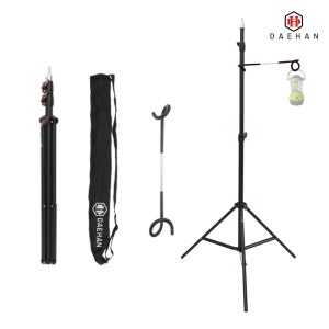 랜턴걸이 캠핑폴대 스탠드 조명 삼각대 ST-7020 블랙 가방 돼지꼬리 블랙 세트