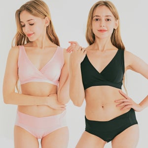 포인텔라 V랩 텐셀 수유브라 팬티 세트 임산부속옷 노와이어 심리스 빅사이즈