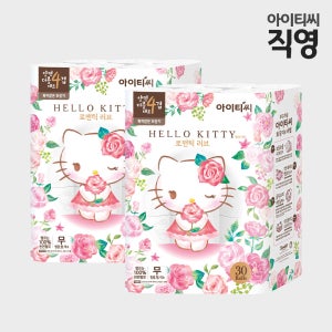 헬로키티 4겹 양면더블데코 로맨틱러브 화장지 25m, 30롤, 2팩