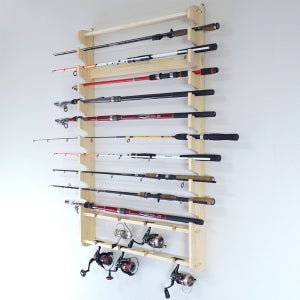 국내제작 벽걸이형 2단8구 외 낚시대거치대 로드거치대 진열대 릴낚시받침대 낚시대받침대