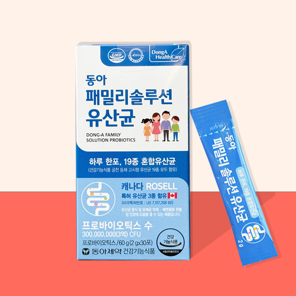 온<b>가족 유산균</b> 어린이 장건강 동아제약 패밀리 솔루션 19종 혼합 30포