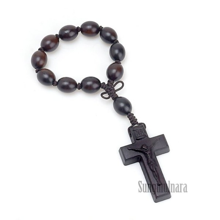 1단 나무 묵주 침수목 타원12mm 천주교 가톨릭 성물