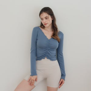 뮤토웨어 브이넥 셔링 커버업 필라테스복 여성 요가복 상의 필라테스상의 필라테스 옷 복장