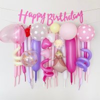 핑크 풍선 가랜드 세트 공주풍선 생일파티 기념일 DIY