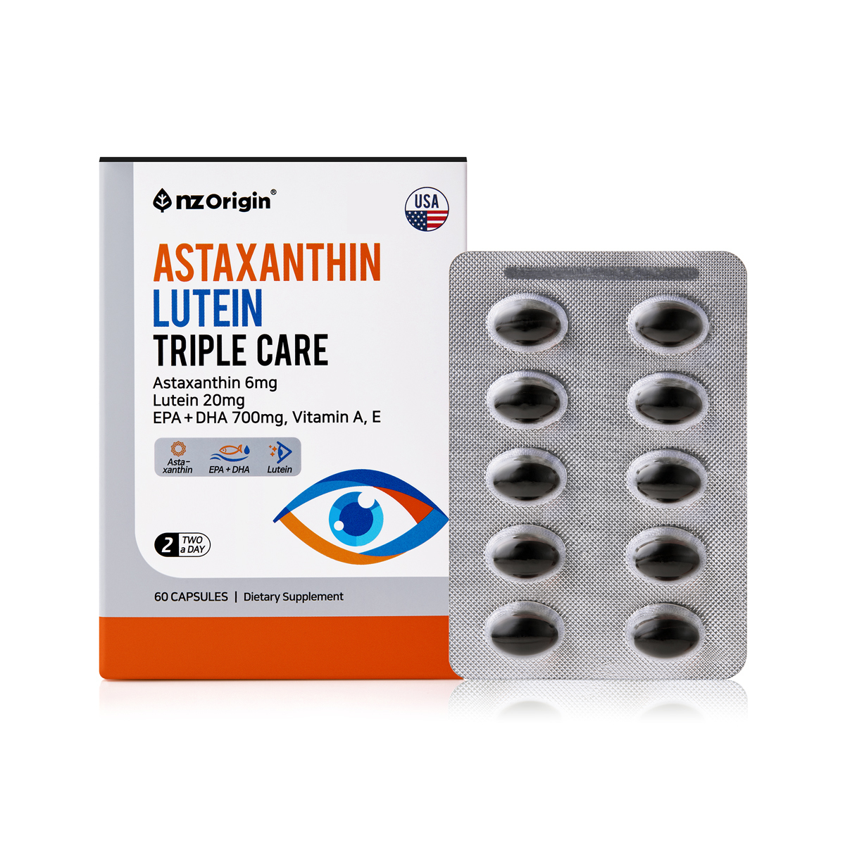 엔젯오리진 아스타잔틴 루테인 트리플케어 600mg x 60캡슐 x 2